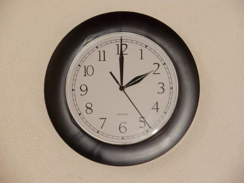 A clock that reads 2:00 pm